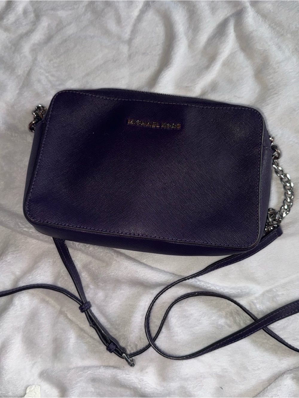 Michael Kors Dark Purple Crossbody Bag with Chain Strap